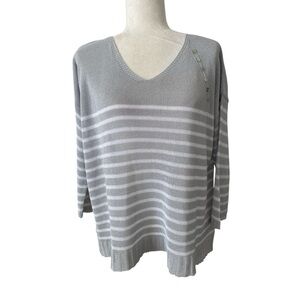 Les ZaZies Paris Womens Gray Striped Blouse